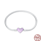 925 Silver 17-20CM Heart Pave Zirconia Original Bracelets Infinity Bracelet Fit DIY Charms Bead Birthday Jewelry Gifts Hot Sale