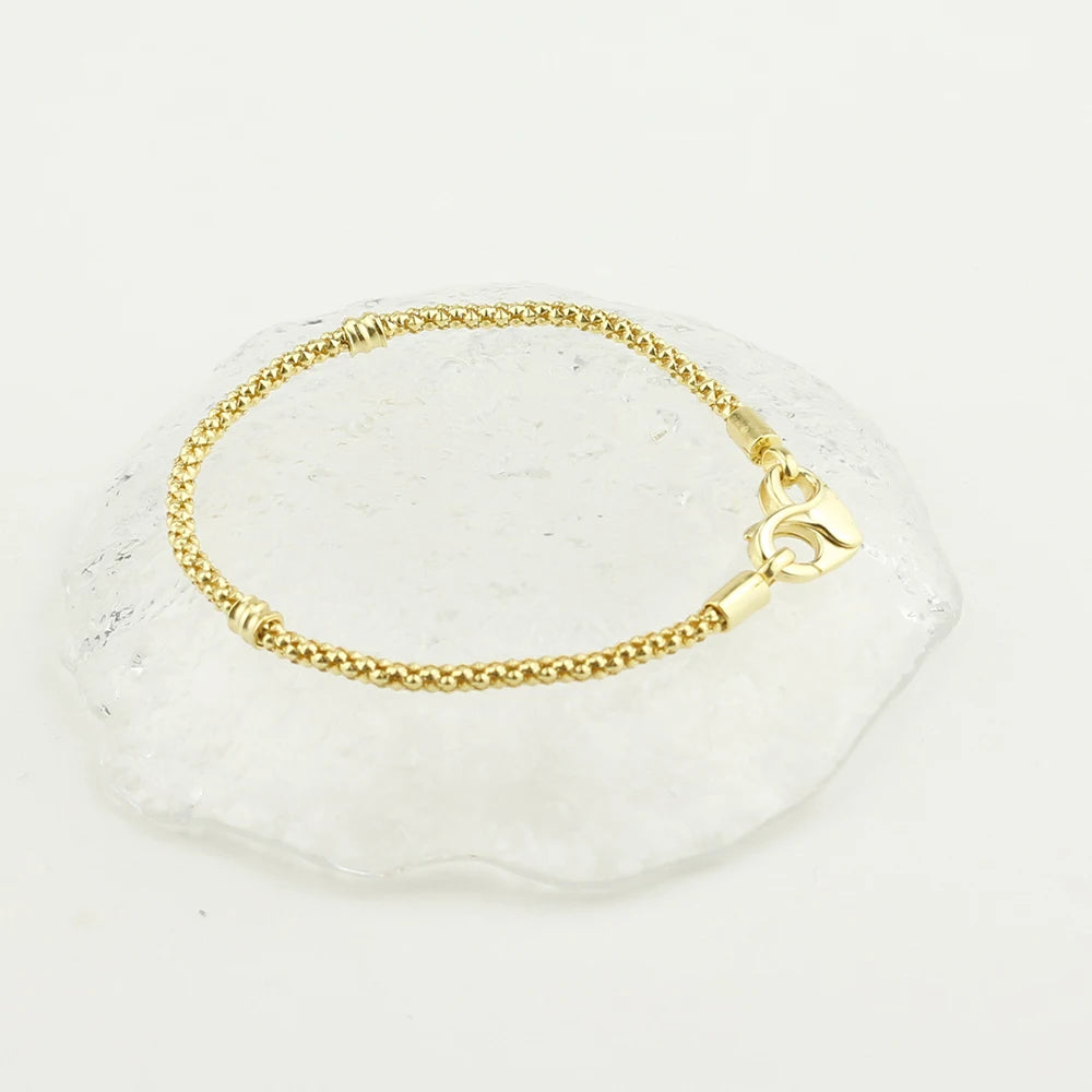 For Women 925 Sterling Silver Moments Heart Closure Bracelet Classic Snake Chain Jewelry Gift Fit Original Charm DIY