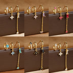 3PCS New Trend Stainless Steel Square Long Piercing Earring Set