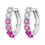 925 Sterling Silver Animal Plant Green Zircon Circle Hoop Earrings Jewellery