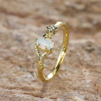 Charm Plant Flower Ring Gold Color White Fire Opal Rings For Women Zircon Wedding Bands Oval Stone Engagement Ring Jewelry Gifts