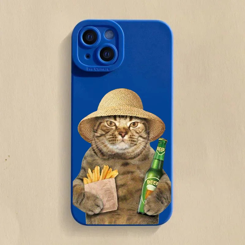 Cute Beer Cat Soft Case for Xiaomi Mi 15 14T 13T Pro Poco F6 F5 X5