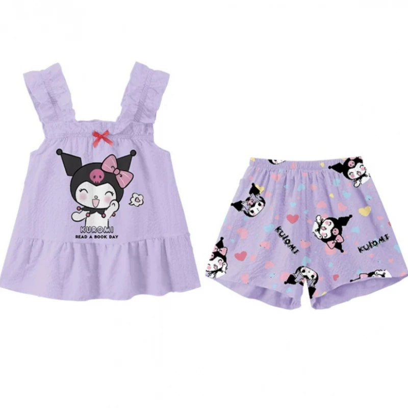 Sanrio Kuromi and Cinnamoroll Boys and Girls Summer Pyjamas Set Home Wear