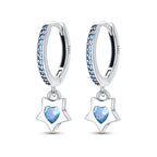 925 Sterling Silver Mysterious Star Moon Versatile Hoop Earrings Women's Gift