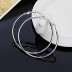 925 Sterling Silver Big Hoop Earrings Women 50/60/70/80mm Wedding Jewellery