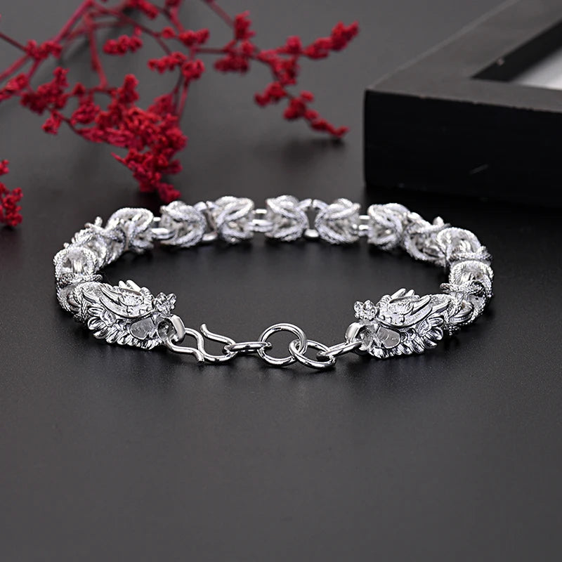 Dragon Head Bracelet 925 Sterling Silver Men Women Designer Wedding Jewelry