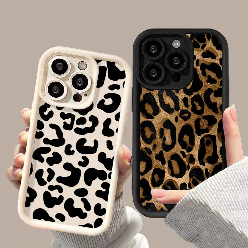 Fashion Black Leopard Case for iPhone 17 16 15 14 13 12 11 Pro Max 7 8 Plus