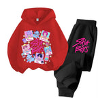 Kids Kpop Demon Hunters Hoodie Suit Long Sleeve Sweatshirt & Pants 2pc Set