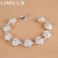 Rose Flower Chain Bracelet 925 Sterling Silver Women Pretty Wedding Jewellery