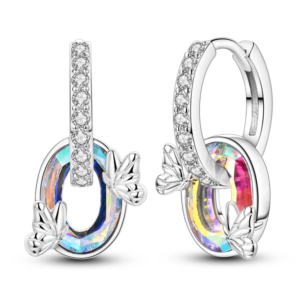 925 Sterling Silver Gradient Dragonfly Insect Drop Earrings Anniversary Gift