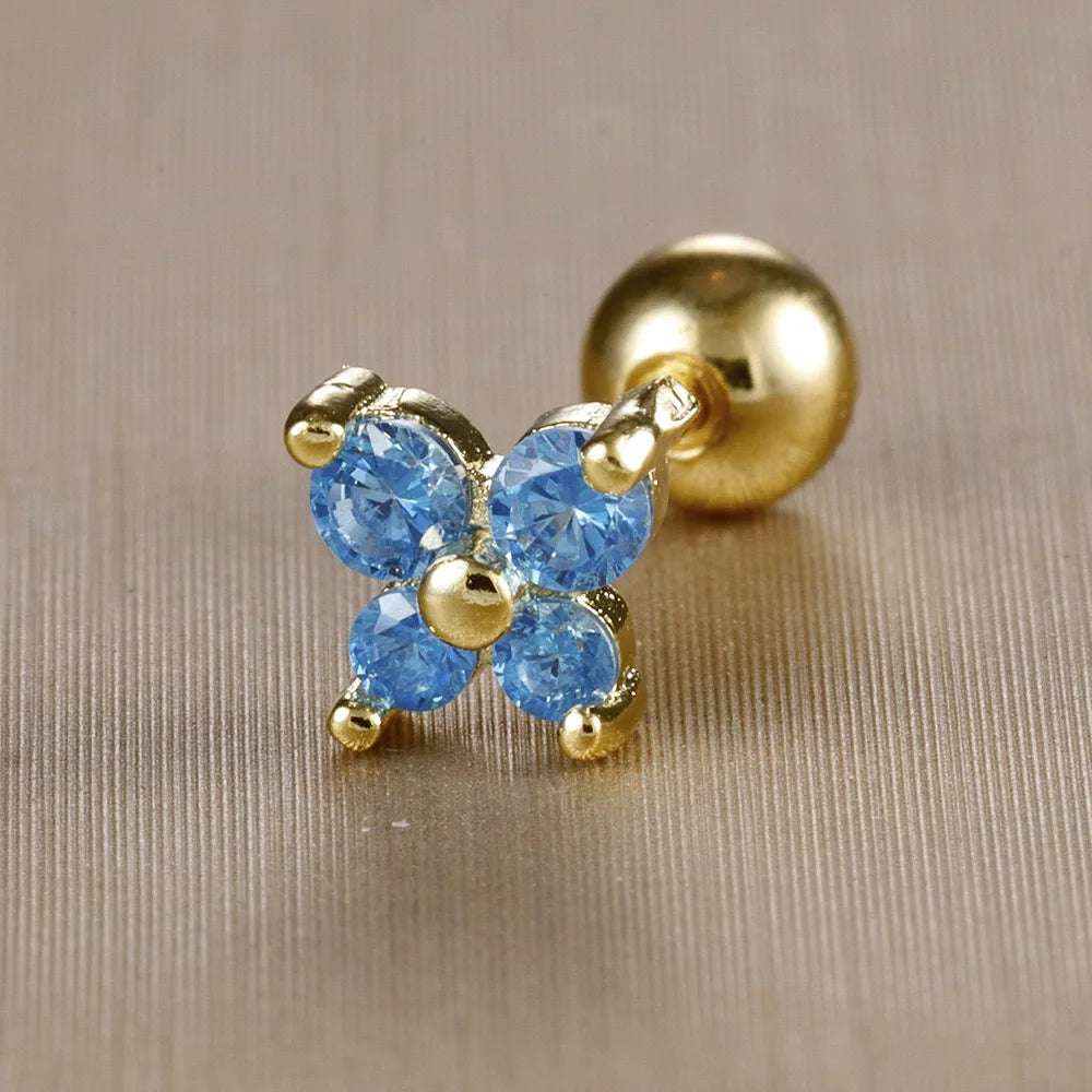 1PC Stainless Steel Birthstone Mini Stud Earrings 12 Constellation