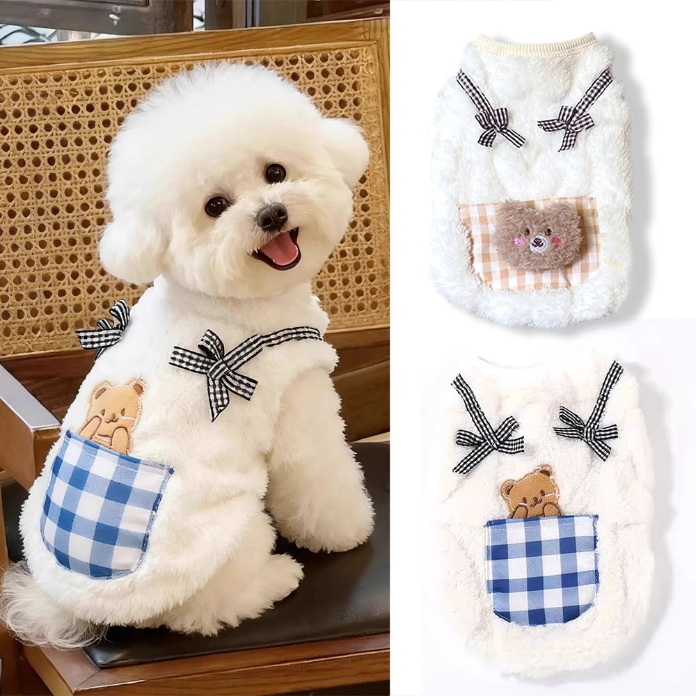 Plush Fleece Pet Vest Soft Warm Dog Cat Sweater Adjustable Winter Clothing