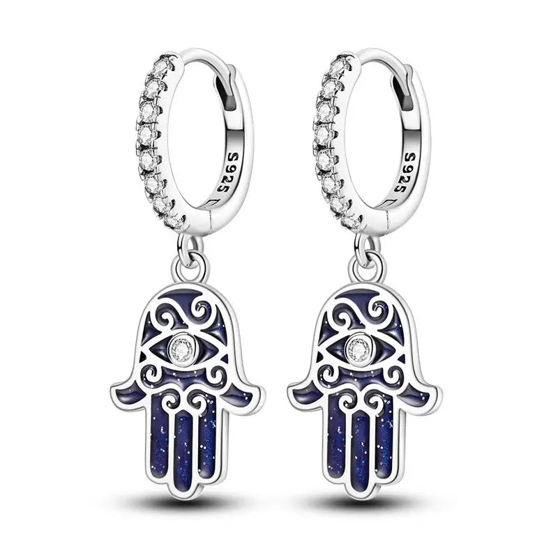 925 Sterling Silver Religious Demon Evil Eye Zircon Stud Earrings Gift