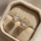 925 Sterling Silver Sparkling Zircon Water Drop Square Geometry Adjustable Rings for Women Gift Party High Quality Fine Jewelry