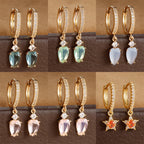 2PCS New Design Stainless Steel Heart Hoop Earring Vintage Zirconia
