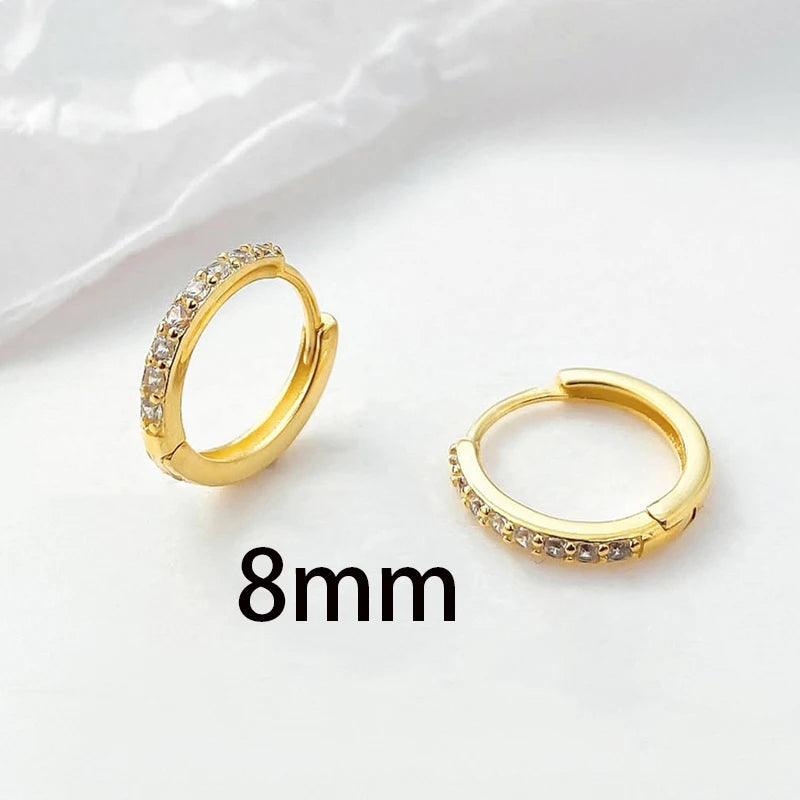 2022 Stainless Steel Zircon Square Chain Hoop Earrings Small Pendant