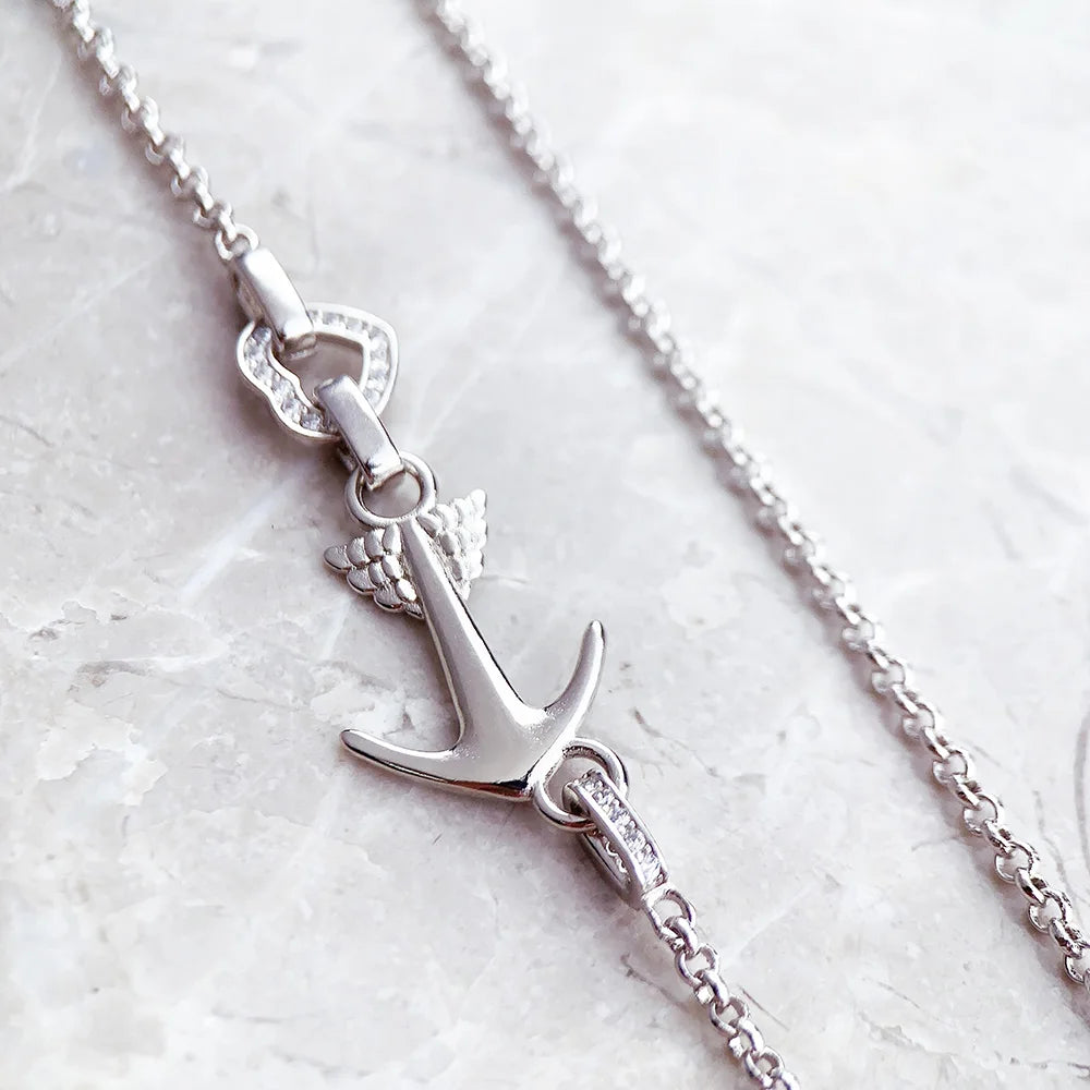 Love Anchor and Heart Necklace 925 Sterling Silver Romantic Jewellery Gift