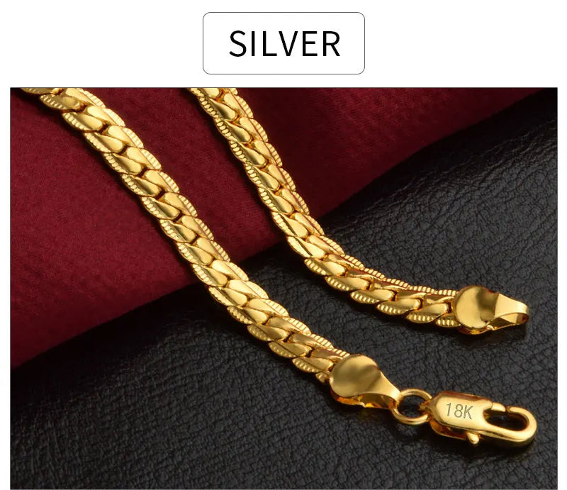 6mm Full Sideways Chain 8/18/20/24 Inch 925 Sterling Silver Men Women Jewelry
