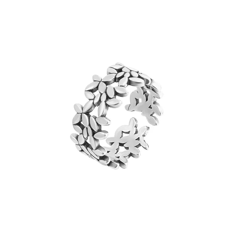 925 Sterling Silver Small Leaf Plant Ring Engagement Wedding Luxury Jewellery