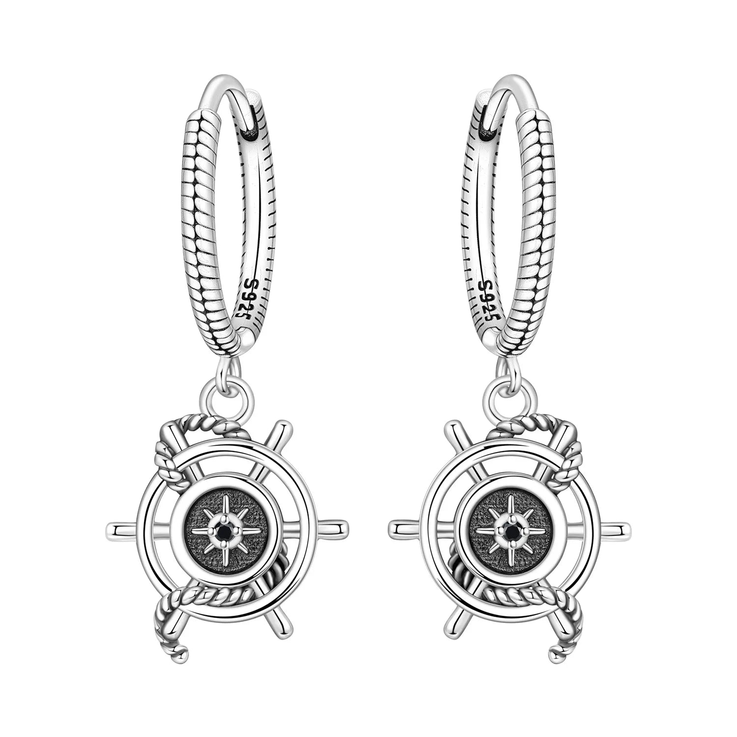 925 Sterling Silver Blue Devil Fish Hoop Earrings Anniversary Jewellery Gift