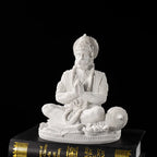 Sandstone White Hanuman Statue Hindu Monkey God Sculpture Yoga Meditation Decor