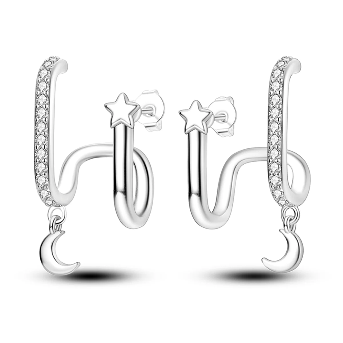 925 Sterling Silver Octagonal Tassel Versatile Hoop Earrings Birthday Gift