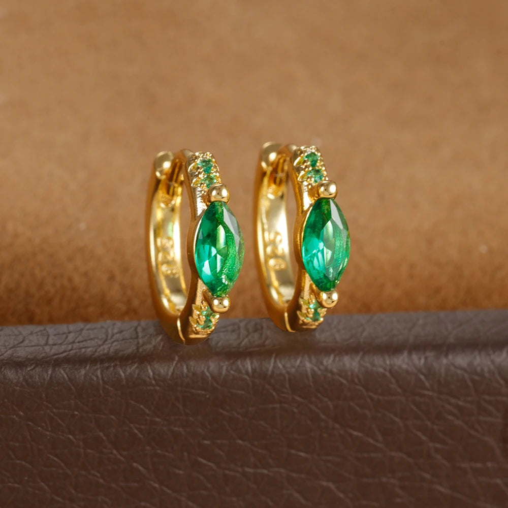 Circle Round Hoop Earrings Women Colorful Zircon Stainless Steel
