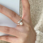 925 Sterling Silver Simple Overlapping Pearl Ring Wedding Vintage Luxury Jewellery