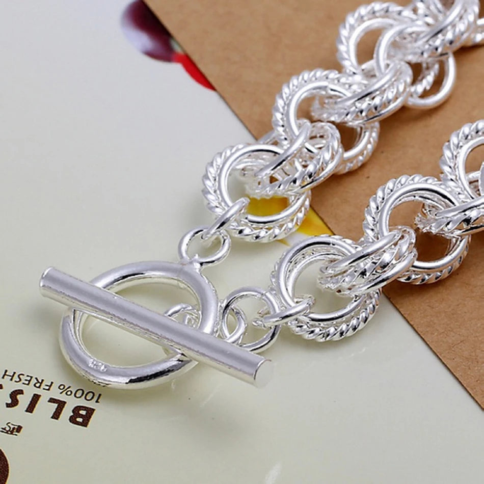 Pretty Circle Fashion Bracelet 925 Sterling Silver Wedding Party Jewellery
