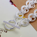 Pretty Circle Fashion Bracelet 925 Sterling Silver Wedding Party Jewellery
