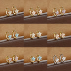 2PCS Huggies Hoop Earrings Stainless Steel Crystal Zirconia Flower