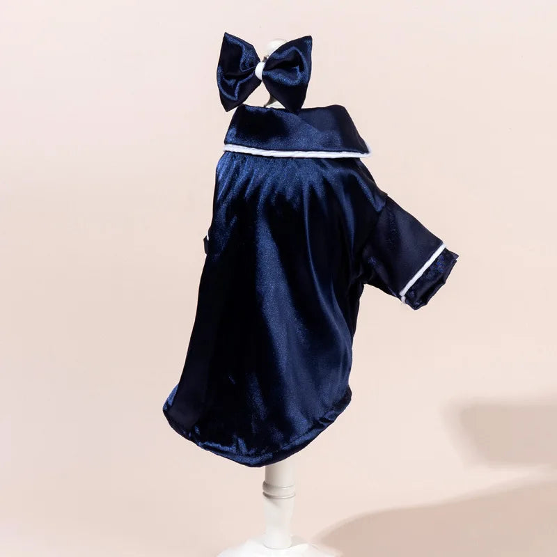 Plush Pet Pajamas Set Warm Breathable Dog Cat Sleepwear with Flower Accessory