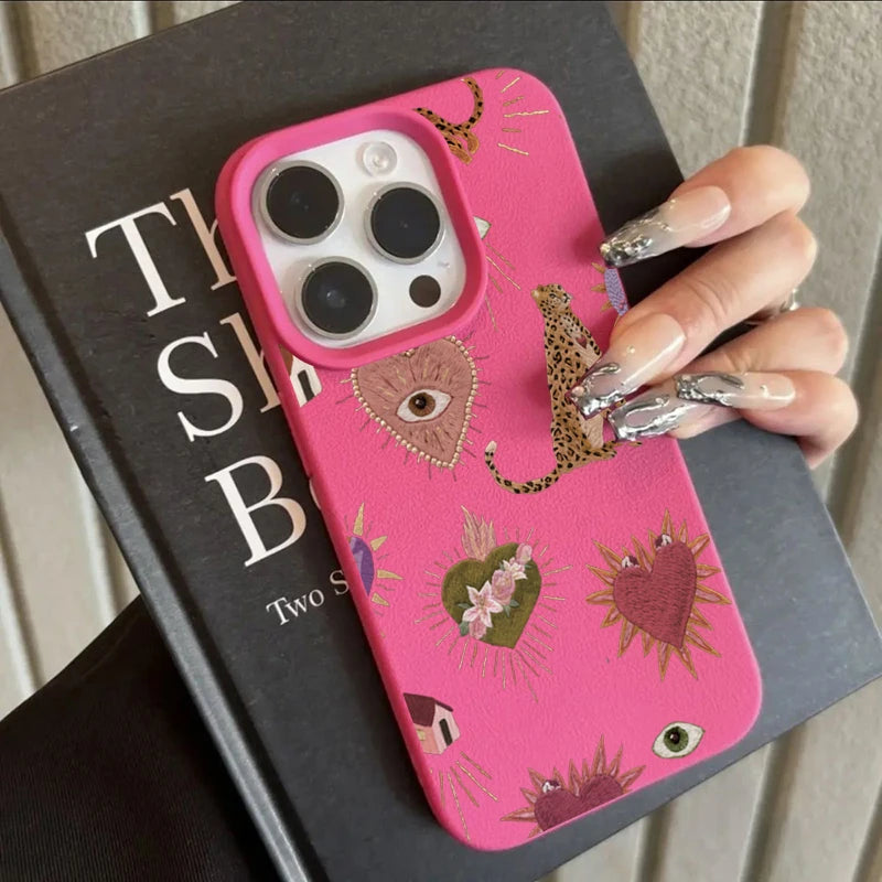 Leopard Lychee Pattern Silicone Case for iPhone 17 16 15 14 Pro
