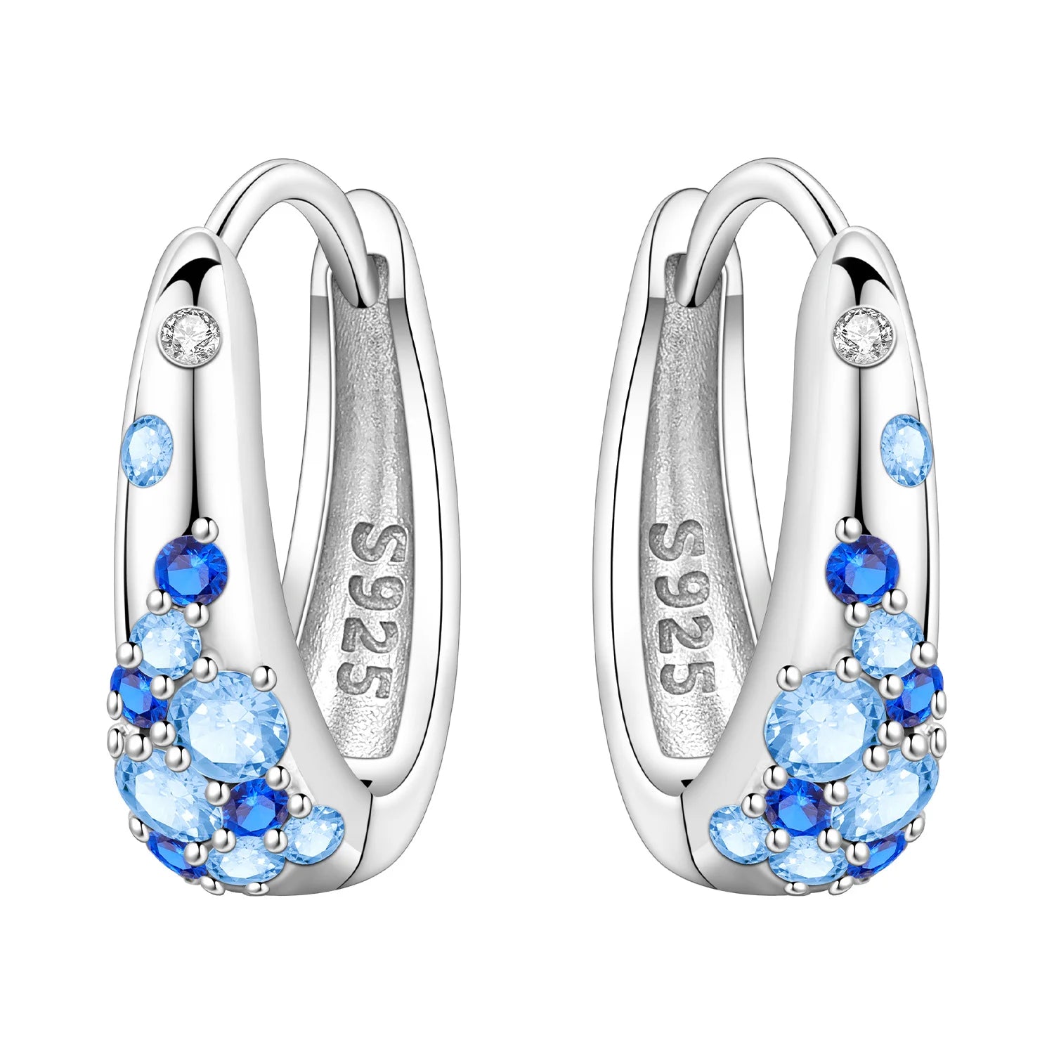 925 Sterling Silver Crystal Circular Eardrops Fashion Versatile Drop Earrings