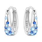 925 Sterling Silver Sparkling Blue Yellow Zircon Hoop Earrings Jewellery Gift