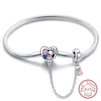 925 Sterling Silver Forever Love Peach Heart Bracelets Star Moon Airplane Earth Bracelets For Women Fit DIY Charms Party Jewelry