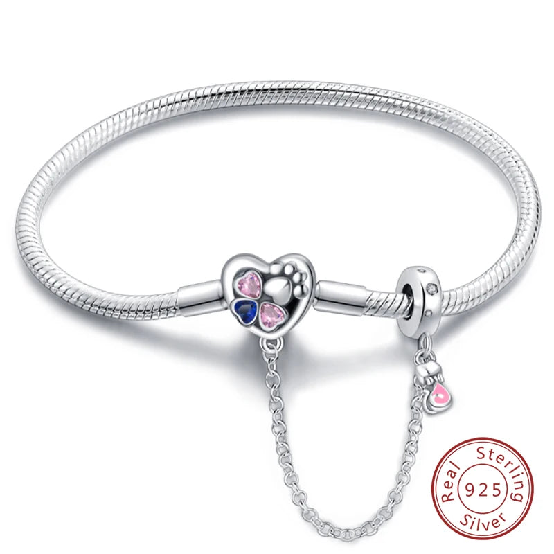 925 Sterling Silver Forever Love Peach Heart Bracelets Star Moon Airplane Earth Bracelets For Women Fit DIY Charms Party Jewelry
