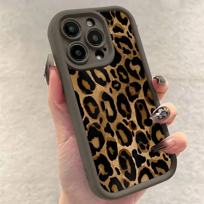 Fashion Black Leopard Case for iPhone 17 16 15 14 13 12 11 Pro Max 7 8 Plus