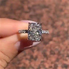 Classic Rectangle Stone Rings For Women Silver Color Geometric Square White Zircon Wedding Bands Engagement Ring Bridal Jewelry