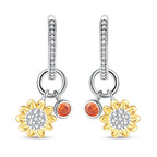 925 Sterling Silver Pink Cherry Blossom Flower Drop Earrings Jewellery Gift