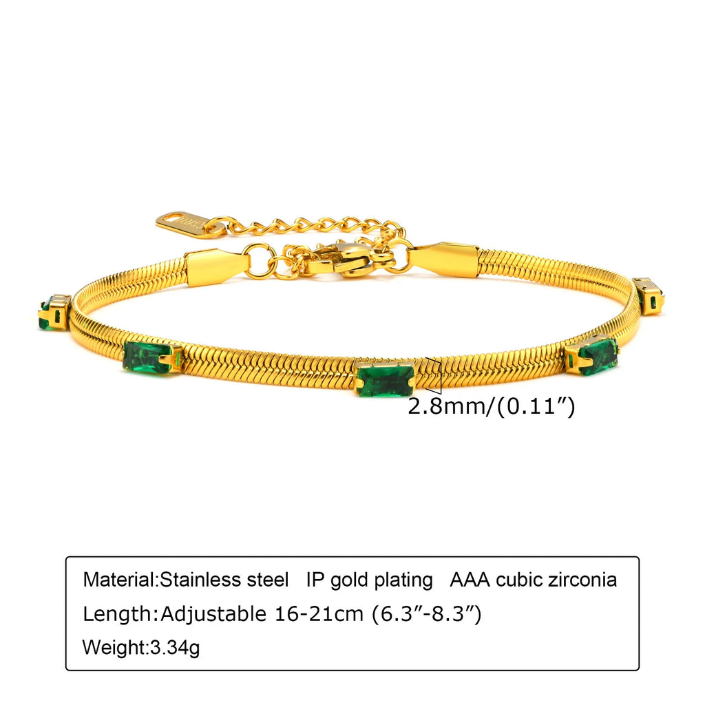 Charms Tennis Bracelet for Women, Cubic Zirconia Chain Bracelet Adjustable,Stainless Steel Miami Link CZ Bangle Gift