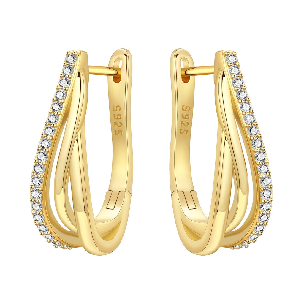 925 Sterling Silver Simple Diamond Shaped Ear Hook Hoop Earrings Jewellery