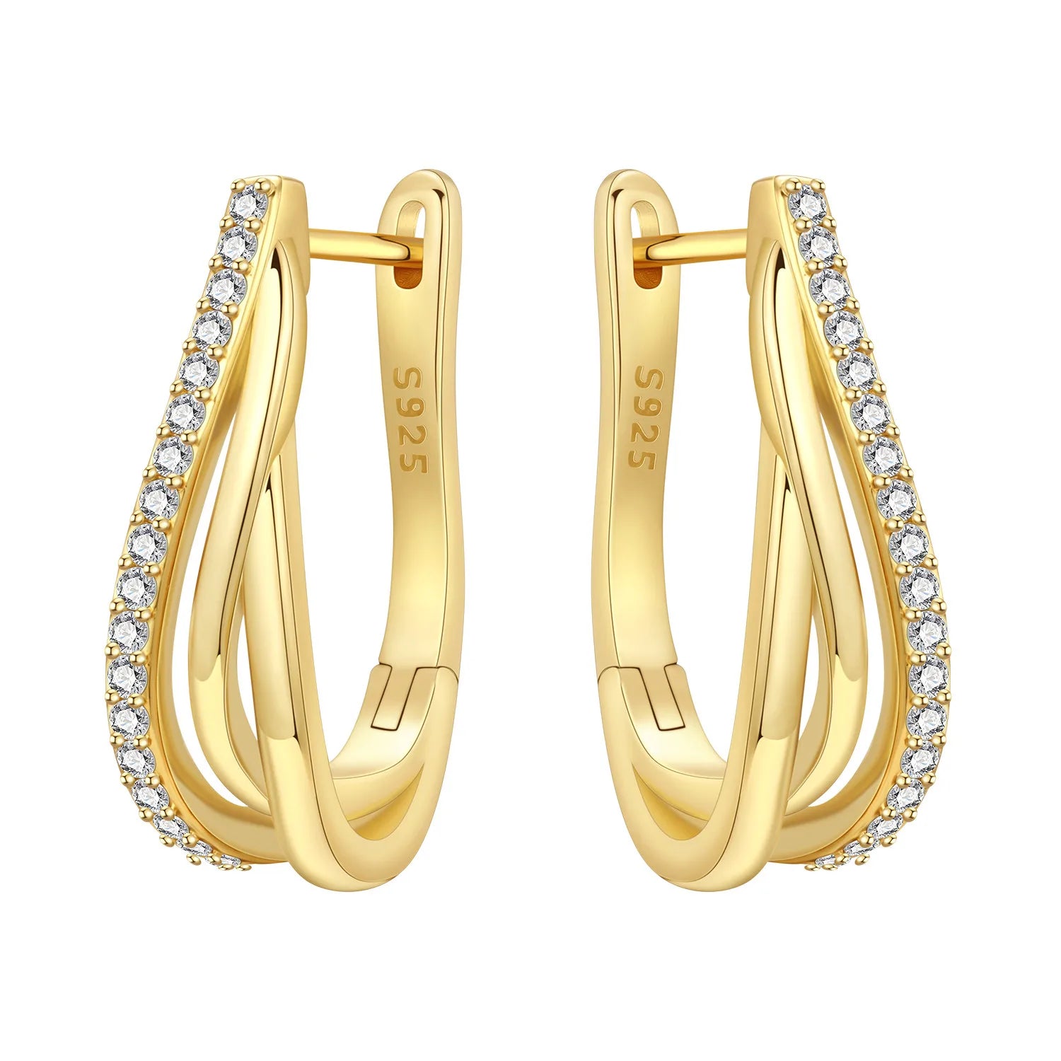 925 Sterling Silver Gold Temperament Versatile Hoop Earrings Birthday Gift
