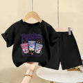 K-pop Girls Summer Casual Outfit Short Sleeve Top and Elastic Waist Shorts