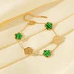 White Flower Stainless Steel Bracelet Five-Leaf Clover Wrist Jewellery