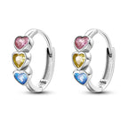 925 Sterling Silver Star Moon Heart Shape Versatile Hoop Earrings Fine Gift