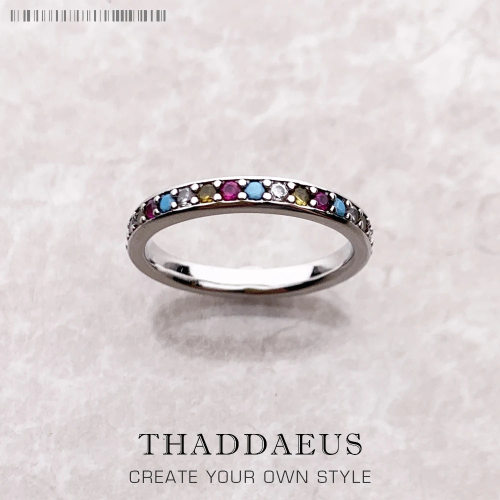 Elegant Colourful Stones Ring 925 Sterling Silver Romantic Jewellery Women