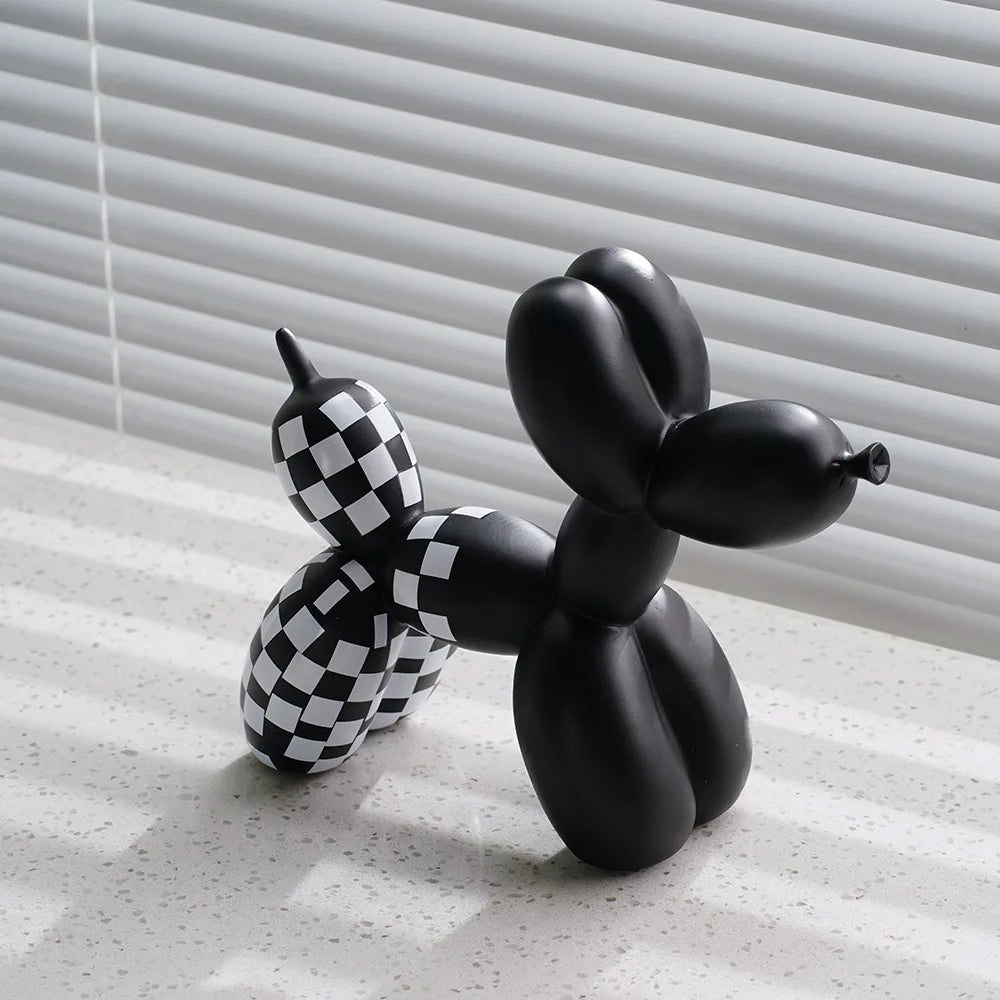 Plaid Balloon Dog Ornament Light Luxury Tabletop Shelf Living Room Home Office Decor