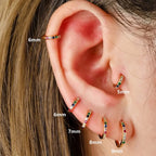 Stainless Steel Colourful Zirconia Huggie Minimal Hoop Earrings