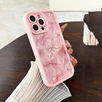 Gentle Pink Bow Soft Case for iPhone 16 17 15 14 13 12 11 Pro Max Plus SE